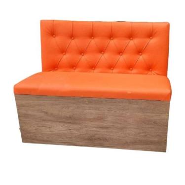 Imagem de POLTRONA SOFÁ BOOTH 1,10cm LARANJA BASE AMADEIRADA - O REI DAS POLTRON