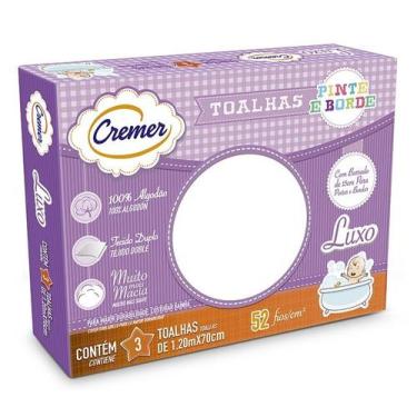 Imagem de Toalha Fralda Pinte e Borde Cremer - Branca com 3 unidades