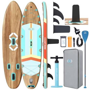 Imagem de ZLX Prancha De Stand Up Paddle Inflável Para Adultos E Jovens, Sup Super Largo 11'6 X 35" Com Barbatana Equilíbrio Patenteada, Deck Antiderrapante, Bomba Manual, Bolsa Transporte Remo Ajustável, Tod