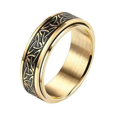 Imagem de Anel Giratório Fidget Spinner De Aço Inoxidável Com Nó Celta Viking E 