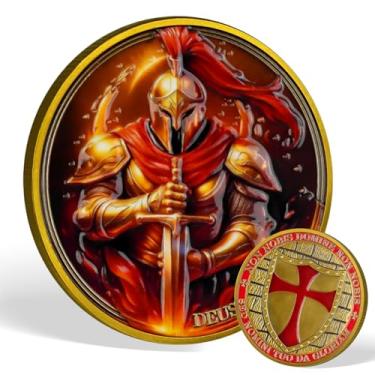 Imagem de MINDANCHOR Moeda do Desafio Cristão Armadura de Deus, Moedas dos Cavaleiros Templários com o Salmo 115:1 Versículo da Bíblia, Escudo da Cruz Vermelha, Token de Guerreiro Medieval, Presentes Religiosos