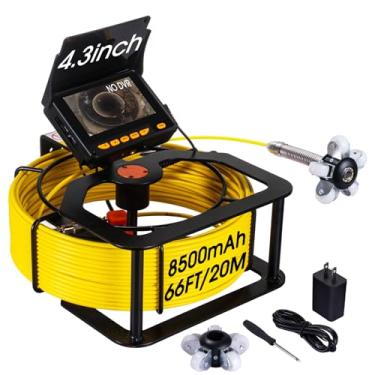 Imagem de Câmera de esgoto de 7,8 pés, câmera de tubo de drenagem SPRIDRAIN HD tela de 5 polegadas, à prova d'água IP68 funciona debaixo d'água até 10 metros. Boroscópios de inspeção de esgoto para encanador