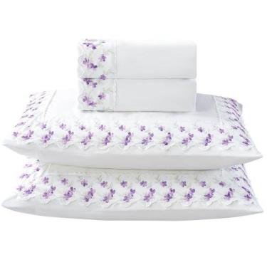 Imagem de Jogo Lençol King Flores Bordado 4pç 100% Poliéster - M_Lil - Lilly Hom