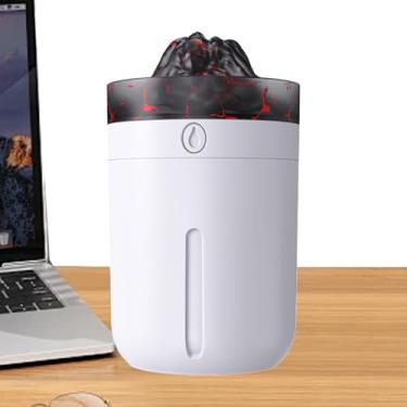 Imagem de Umidificador de chama de 7 cores, difusor silencioso colorido com capacidade de 330 ml, umidificador portátil de névoa fria, para quarto, sala de estar, ioga, área de trabalho, casa, carro, família e
