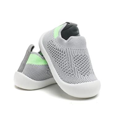 Imagem de Sapatos de caminhada para bebês, crianças, meninas, meninos, sola macia, respirável, de lona de algodão, leve, antiderrapante, seguro, sem cadarço, tênis casual, largo, sola de borracha, corrida ao ar