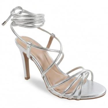 Imagem de Sandália Modarpe Salto Fino Feminina F02 (Prata, BR, Adulto, Numérico, 35)