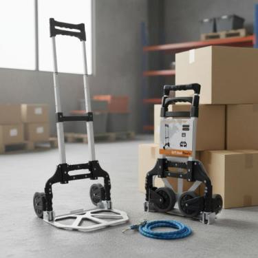 Imagem de Carrinho Mão Carga Dobrável Alumínio 80kg Transporte Portáti - NoBrand