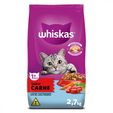 Imagem de Ração Whiskas Carne Gatos Adultos Castrados 2,7kg
