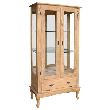 Imagem de Cristaleira Vitrine Espelhada Antique Média 2 Portas 2 Prateleiras de Vidro 1 Gaveta Garapa Verniz