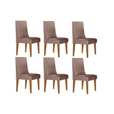 Imagem de Kit 6 Cadeiras Sala Jantar Dakota 6 Un Naturale/Linho Capuccino - Rufato