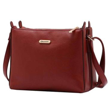 Imagem de Bolsa Feminina Alça Transversal Fixa Divisão Dupla Chenson, Vinho, UN