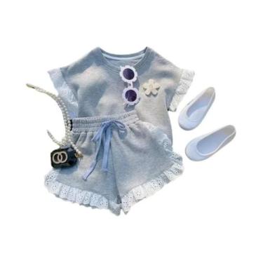 Imagem de Conjunto De Agasalho Floral De Verão Para Meninas, Top Com Patchwork D