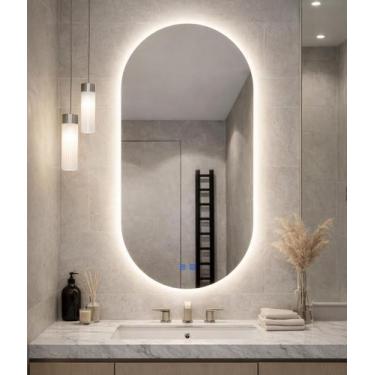Imagem de Espelho LED Para Banheiro Touch 3 Cores de Luz Com Desembaçador e Disp