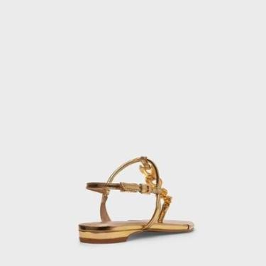 Imagem de Sandália Rasteira / Flat Chain em Couro Spechio Dourado Carrano-Feminino