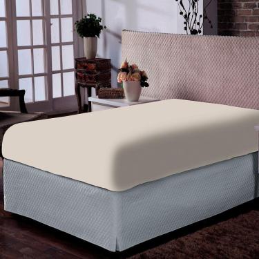 Imagem de Lençol Portallar Solteiro Com Elástico Malha 100% Algodão Premiun Classic Off White