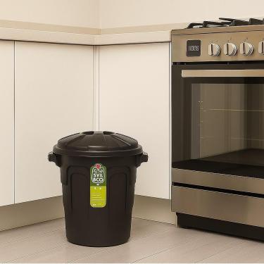 Imagem de Lixeira Cozinha Banheiro Cesto De Lixo 10 Litros Com Tampa Alca Balde Agua Multiuso Casa Comercio Preta