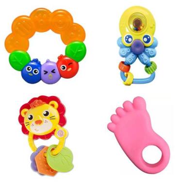 Imagem de Conjunto C/ 2 Mordedores E 2 Chocalhos Para Bebê - Zoop Toys
