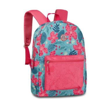 Imagem de Mochila Bolsa Costas Escolar Juvenil Feminina Florida - Clio, Azul