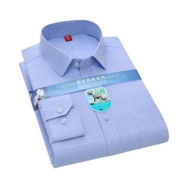 Imagem de Camisa Social Masculina Slim Fit De Manga Longa Em Algodão Xadrez Maci