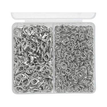 Imagem de Fechos Lagosta Prateados E Argolas Abertas 500pçs Kit Conector Para Fa