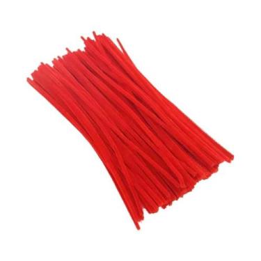 Imagem de Fios De Chenille Vermelhos, Brancos E Verdes Para Decorações De Artesa