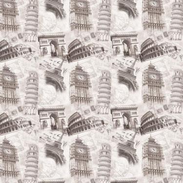 Imagem de Papel De Parede Selo Roma Paris Londres Coliseu Torre Eiffel