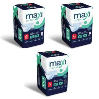 Imagem de Kit 3 fraldas geriatricas pacote com 08 tiras maxi confort - g