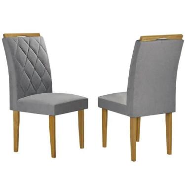 Imagem de Kit 2 Cadeiras Paris em Linho Estofadas Cel Móveis Cor Grafite, Grafit