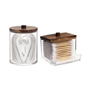 Imagem de Suportes De Acrílico Para Cotonetes Com Tampa, Potes De Armazenamento 