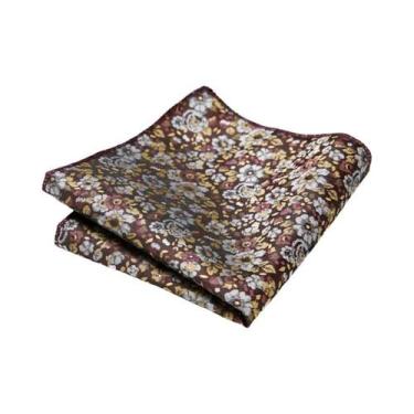 Imagem de Lenço De Bolso Azul Marinho Paisley Floral Para Homens, Para Casamento