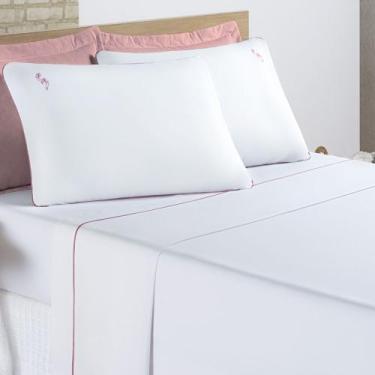 Imagem de Jogo Cama Lençol Diana King Percal 200 Fios Algodão 4 Peças - Branco -