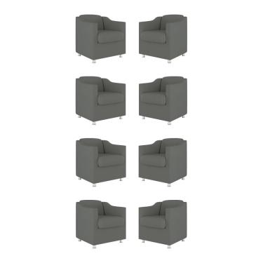 Imagem de Kit 08 Poltronas Decorativas Tilla Sala De Espera Clinica Tecido Suede Cinza Balaqui Decor