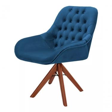 Imagem de Poltrona Decorativa Alice Suede Capitone Pé Palito Azul Unidecor