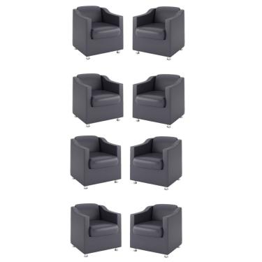 Imagem de Kit 8 Poltronas Tilla Para Recepção Clínica Corino Cinza Balaqui Decor