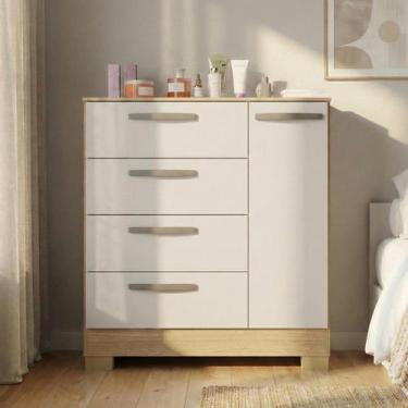 Imagem de Cómoda 1 Porta E 4 Gavetas Organizador De Roupas Sapato Quarto - Mobig