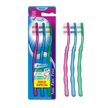Imagem de Escova Dental Sorriso Tripla Maciez Com 3 Unidades