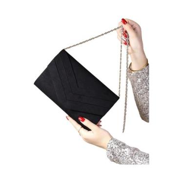 Imagem de Bolsa de Noite Elegante em Veludo com Corrente - Bolsa de Luxo Quadrad