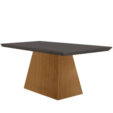 Imagem de Mesa para Sala de Jantar Aida Retangular em MDF e Vidro 120cm Grafite e Imbuia com Tamp...