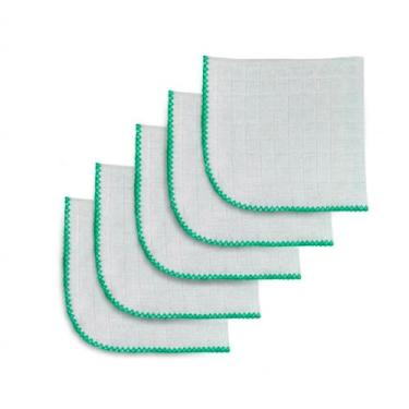 Imagem de Kit 50 Fralda De Boca Quadriculada 33x33cm Com Crochê 100% Algodão - D