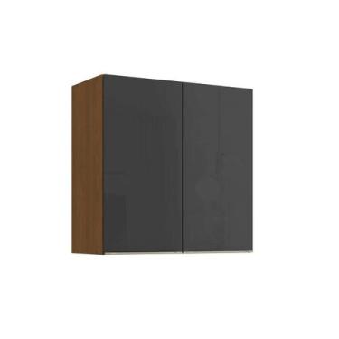 Imagem de Armário Aéreo p/ Cozinha Vibra T644 c/ 2 Portas 80cm Canela/Grafite La