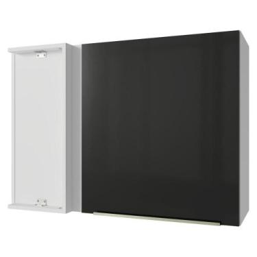 Imagem de Armário Aéreo De Canto 1 Porta Branco/preto Lux Madesa Branco/preto