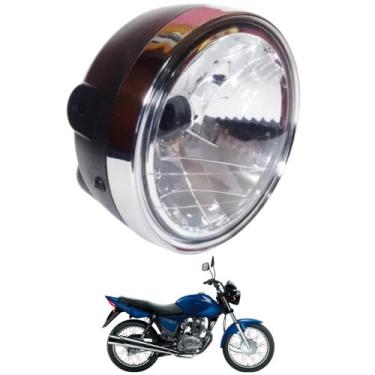Imagem de Farol Cg 150 Titan Fan 2004 2005 2006 2007 2008 Aro Cromado Motoboy - 