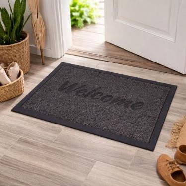 Imagem de Capacho Tapete De Entrada 45x75cm Antiderrapante PVC Limpa Pés Porta C