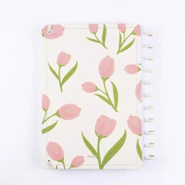 Imagem de Caderno Tulipa Capa Dura Reposicionável Disco Floral Grande G - Disko