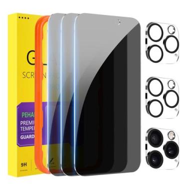 Imagem de Protetor de Tela PEHAEL para iPhone 16 Pro 6,3" Privacidade Kit 3+3