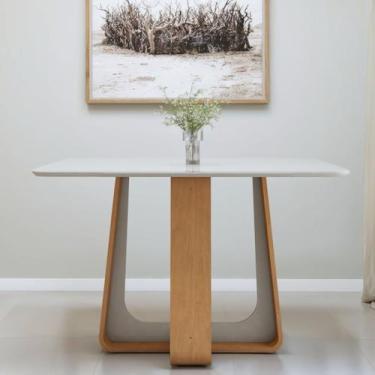Imagem de Mesa de Jantar Retangular 120cm Tampo com Vidro Sintonia - Móveis Lopa
