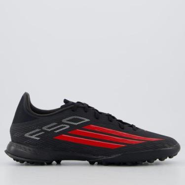 Imagem de Chuteira Adidas F50 League TF Society Preta e Vermelha, 41