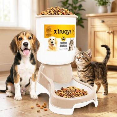Imagem de Comedouro Automatico Pet Nude Raçao Caes Gatos Bege 1kg - PET IN