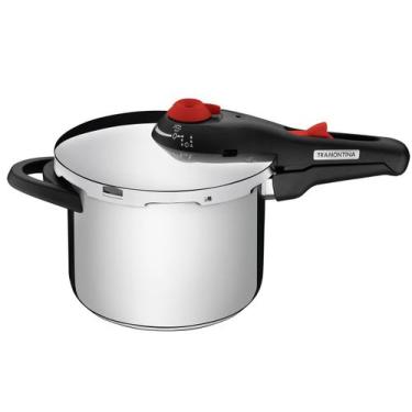 Imagem de Panela de Pressão Fundo Triplo em Aço Inox 22 cm 6L com cozi vapor - T