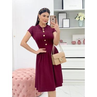 Imagem de Vestido Godê na malha mouse com elastano. - Paloma, Roxo, G